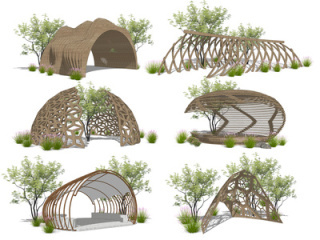 現代廊架 休閑亭廊 異形景觀亭子 鏤空景觀廊架 藝術景觀廊架【ID:1108128702】